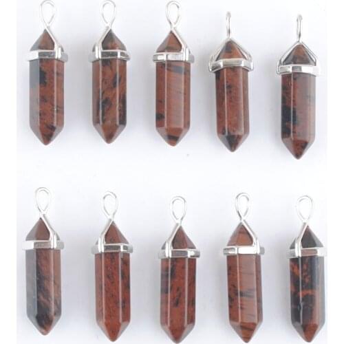 10Pcs Bullet Shape Natural Stone Pendant Real Golden Swan Men Women Chakra Stones Quartz Pendants Summer Jewelry Gift IN4425