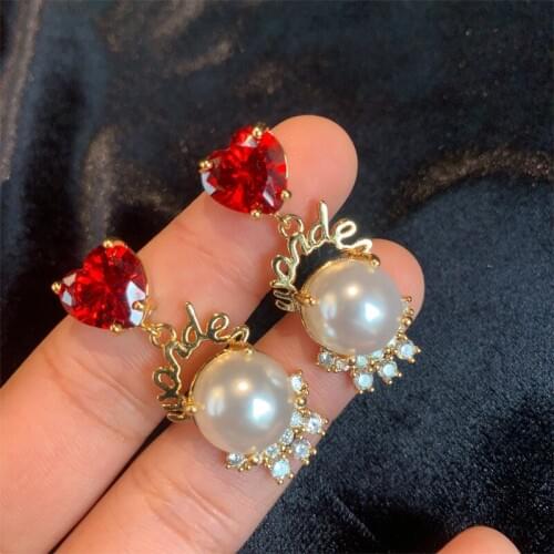 100%S925 silver needle exaggerated atmospheric earrings wild net red red love earrings