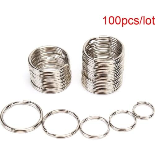 100PCS Dia 12 15 16 20mm Stainless Steel DIY Polished Split Ring Keyrings Key Chain Hoop Loop Key Holder