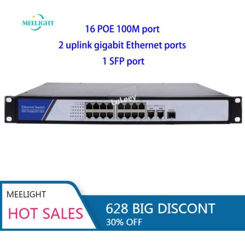 16 port 100 MB Poe switch Poe monitoring AP switch rack IU type 2 Gigabit uplink ports 1 optical fiber port
