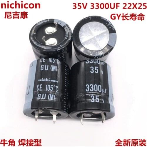2PCS/10PCS 3300uf 35v Nichicon GU/GY 22x25mm 35V3300uF Snap-in PSU Capacitor