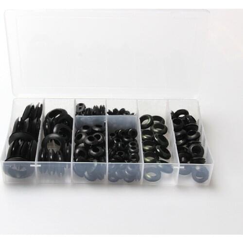 200pcs Car Rubber Grommet Assortment Set Electrical Wire Gasket Kit Black Universal With Storage Case Universal