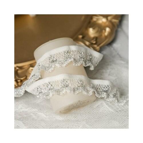 3Yards 2.5cm wide Gold Silver White Nylon Knitting Elastic Lace Trim Clothing Underwear Toys Decorative Lace Ribbon