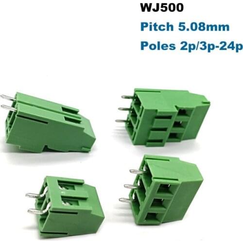 30Pcs PCB Screw Terminal Block Connector Pitch 5.08mm Morsettiera 500V/H Straight 2/3P Electric Wiring Cable Bornier 10/20A