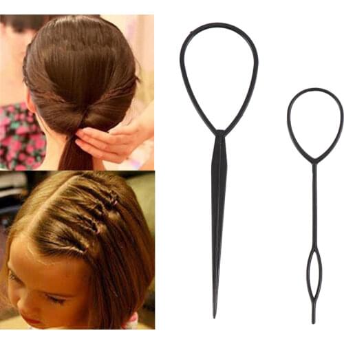 Popular 4pcs Ponytail Creator Plastic Hairdressing Tool Loop Black Fashion Tail Clip Hair Braider Maker Hair Styling Tools