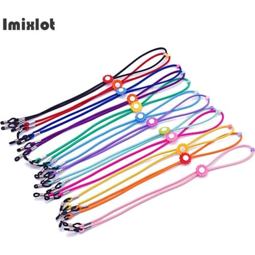 6PCS Candy Color Elastic Eyeglasses Straps Kids Flower Sunglasses Chain Sports Anti-Slip String Glasses Ropes Band Cord Holder