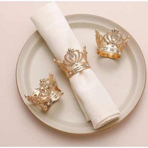6pcs/lot Hot Sale Crown Napkin Ring Metal Tissue Ring Napkin Buckle Suitable for Wedding Banquet Holiday Party Decoration