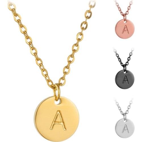 A-Z 26 Letters Necklace Corroded 316 Stainless Steel Link Chain Heart Necklace For Women Men Birthday Gift 4 Colors