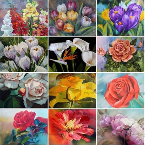 Papawking Bright Flowers Diamond Painting Handicraft Full Diamond Embroidery Diy Mosaic Rhinestone Layout Stitch Decoration Gift
