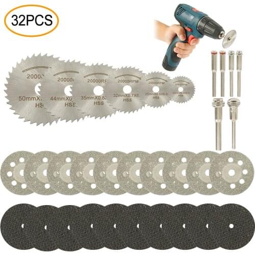 32pcs/set Diamond Cutting Discs Circular Saw Blade Cutting Tool Saw Blades for Dremel Metal Cutter Power Tool Wood Cutting Discs