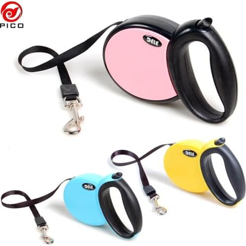 5M Automatic retractable Solid Color dog Collar leash Walking Leads Nylon puppy Harness Dele small Dog Rope Chain ZL316