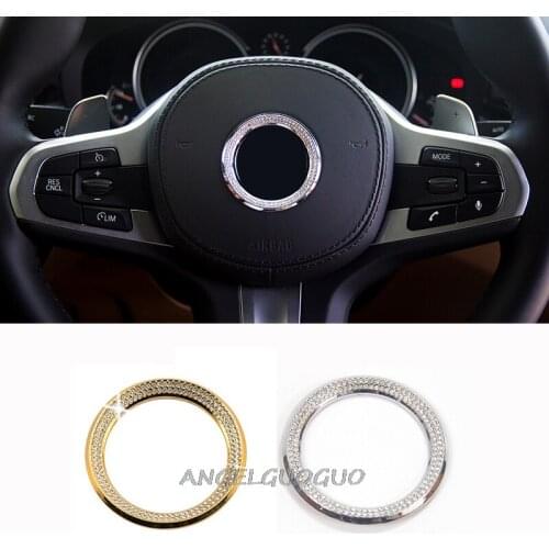 Angelguoguo Car Sticker for BMW 5 series G38 G30 2018 2019 Steering Wheel logo decoration ring cover sticker