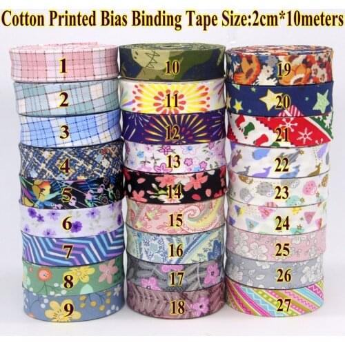 Free Shipping---DIY Apparel Sewing cotton fabric cutting tape Bias Tape size 2cm *10meters printed design flowers leaves hearts