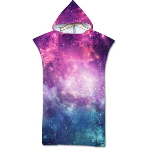 Free shipping Novelty Gift Universe Galaxy Starry Stars Nebula Print Large Hooded Spa Sauna Surf Swim Bath Beach Poncho Towel