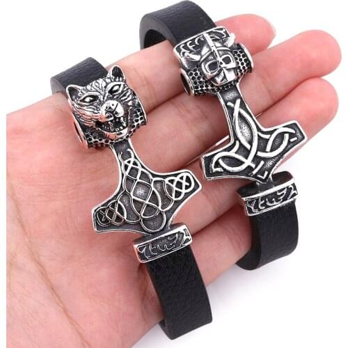 Stainless steel Fashion Norse Viking Bangles Bracelets amulet thor Cosplay Jewelry Men Women