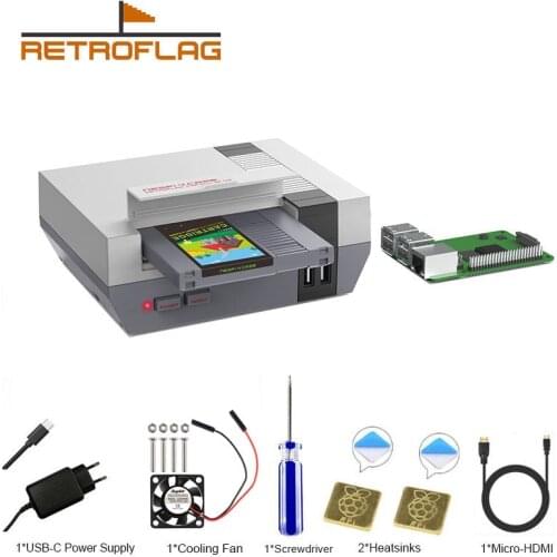RETROFLAG Raspberry Pi 4 Case NESPi 4 CASE with SSD CASE, Cooling Fan, USB-C Power Supply & Heatsinks for Raspberry Pi 4 Model B