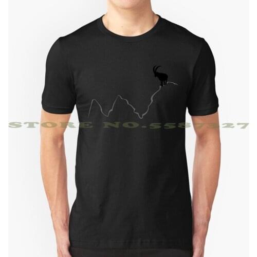 Ibex On Mountain Top Cool Design Trendy T-Shirt Tee Jumping Capricorn H Rneren Buck Mountains Jump Mountain Goat Sun Fight
