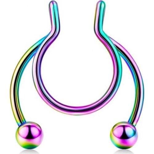 2021 new fake nose ring earrings new unisex nose clip medical stainless steel hot sale nasal septum fake nose ring perforated je