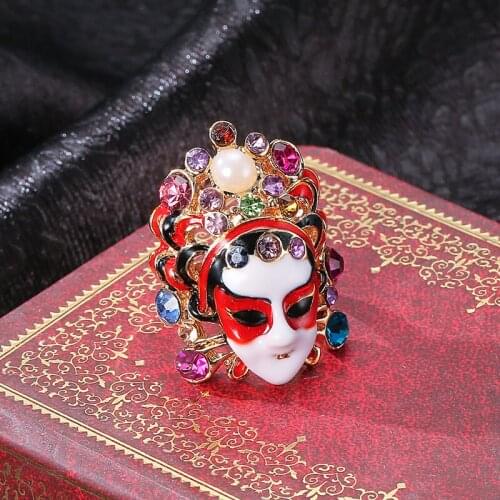 Chinese Style Beijing Opera Dao Ma Dan Mask Ring Ethnic Style Ladys Index Finger Ring Opera Mask Jewelry Anniversary Gift