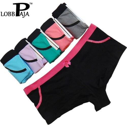 Lot 6 pcs Women Underwear Cotton Women Panties Solid Girls Boxers Shorts Boyshorts Knickers Ladies Seamless Lingerie M L XL