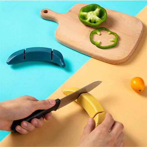 Creative Banana Shape Sharpening Stone Two-stage Sharpening Tool Quickly Sharpen Tool Home Kitchen Knives Sharpening Stone