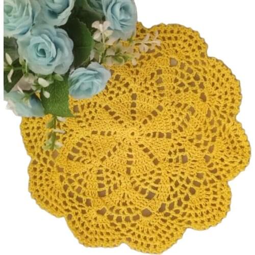 HOT Lace Round cotton table place mat dish pad Cloth crochet placemat cup mug wedding tea coaster handmade drink doily kitchen
