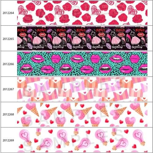 10yards Hot Lips Valentines Day Pattern Printed Grosgrain/Satin Ribbon DIY