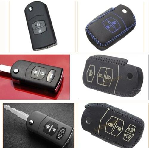 Luckeasy leather key cover for Mazda Demio 2 3 5 6 M3 M5 M6 CX-5 CX7 CX9 RX8 MX5 Car Key bag/case wallet holder key2a