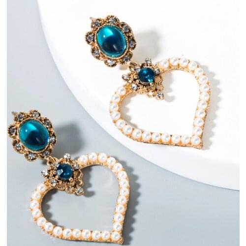 Fashion earrings European and American alloy love heart-shaped pearl earrings female temperament earrings personality wild earri