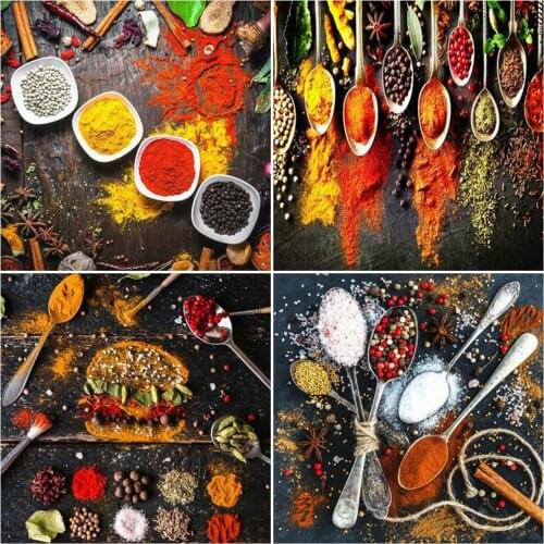 AZQSD Diamond Painting Kit Seasoning Kitchen Full Square Drill 5D DIY Diamond Embroidery Sale Scenic Home Decor Needlework