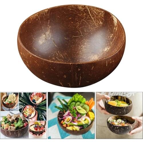 Natural Coconut Bowls Durable for Fruit Salad Rice Breakfast Porridge Cereal