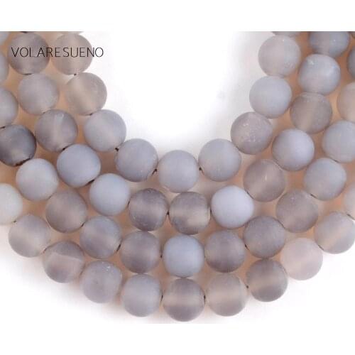 Natural Stone Dull Polish Matter Grey Agates Onyx Round Beads For Jewelry Making Spacer Loose Beads 4mm-12mm Diy Bracelets 15