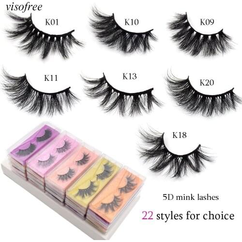 Visofree 5D mink lashes wholesale faux cils eyelashes 3D Natural Long Lashes make up lashes bulk eye lashes makeup maquillage