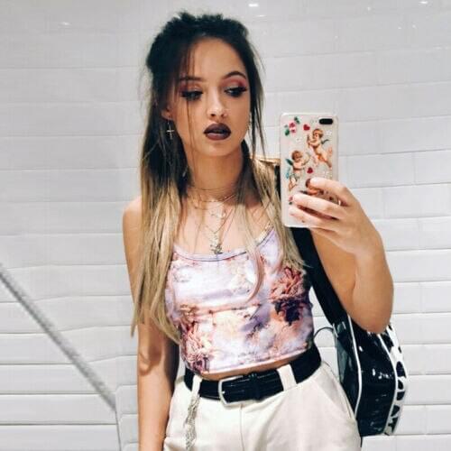 Newest Arrival Womens Sexy Summer Tank Top Vest Female Spaghetti Casual Angel Printed Clubwear Tank Camisole Outfits