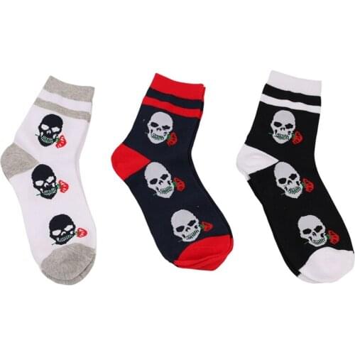 Novelty 3D Printed Scary Skull Ghost & Rose Crew Socks Men Lucky Skull Skeleton Socks Street Harajuku Hip Hop Socks Halloween