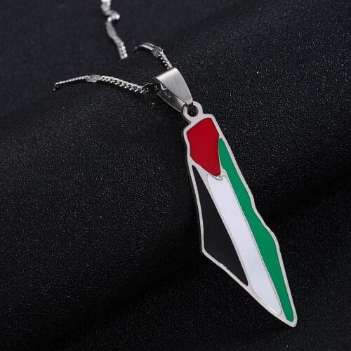Stainless Steel Enamel Israel Map Pendant Necklace Fashion Jewish Israel Map Chain Jewelry
