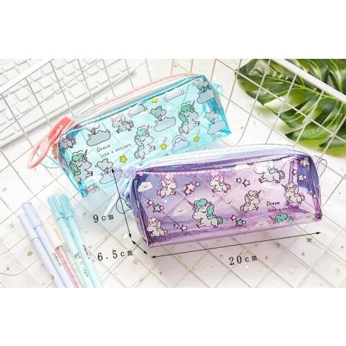 50pcs Big Zipper Unicorn Pencil Case Big capacity Canvas School Pens Bag Storage bag School Supplies Stationery Estuches