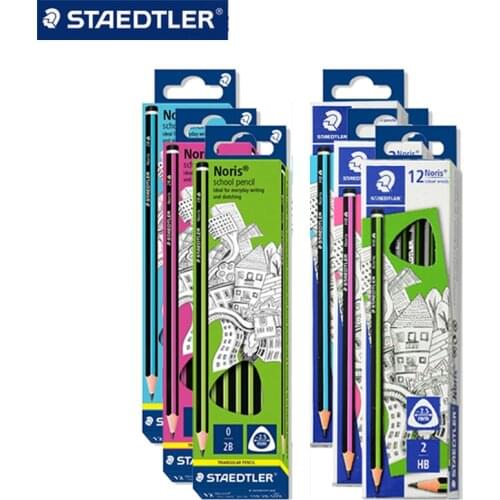 12 pens / box STAEDTLE pencil triangle rod 118HB/2B office writing pencil safe topping lead-free children writing pencil
