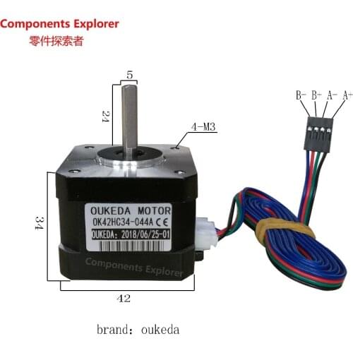Nema17 stepper motor 12V 0.28Nm 0.4A 42 motor 42BYGH34 42 stepper motor