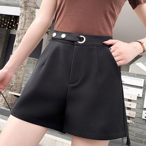Women 2021 Summer Fashion Shorts Female Solid Color Bottoms High Waist Casual Suit Shorts Office Lady Elegant Chic Shorts R104