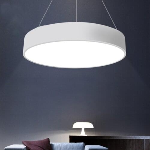 Modern Simple LED Pendant Lights Round 5 cm Thin Acrylic Iron Hanging Lamp Dinning Living Room Chrome Home Decor DropLights