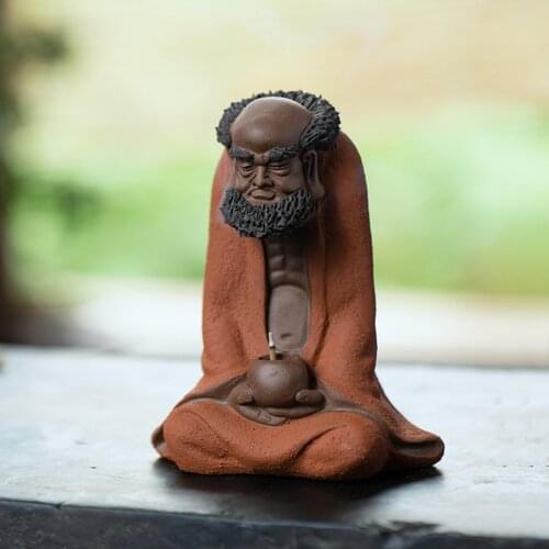 Tibetan | Tibet | Nepal Ceramics Clay pottery zisha yixing tea play carving statues Decoration tea pet figures Dharma Buddha Bud