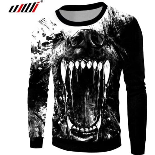 UJWI New Arrival Men 3d Print Sweatshirts Hoodie Fall Spring Long Sleeve Crewneck Pullovers Man Hip Hop Punk Style Casual Sweats