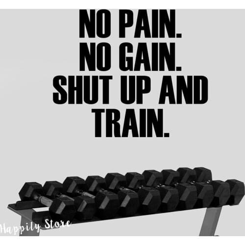 Fitness Wall Sticker No Pain No Gain Motivational Decal Inspirational Vinyl Art Decorations for Gym Center Bodybuilding G842