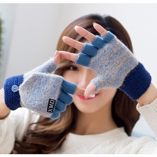 Winter Wool Gloves Thick Warm Mittens Fashion Girls Women Ladies Hand Wrist Warmer Winter Solid Ladies Fingerless Gloves Mitten