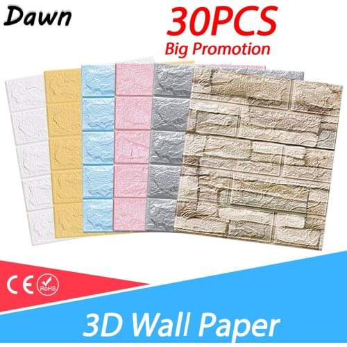 10/30Pcs Self-Adhesive 3D Brick Wall Sticker DIY Waterproof Foam Wallpaper Kids Room Kitchen Roof Ceiling Background Wall Decals