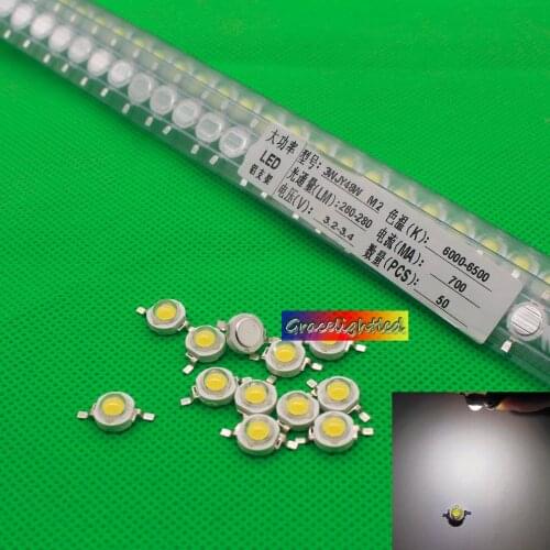 10pcs 1W 3W High Powre LED Bead Cool White 6000-6500K LED Chip Emitter for bulb tube light diy free shipping