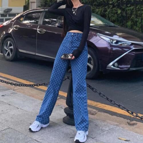2021 jeans womens fashion pants retro letter printing wide leg pants drape pants casual large size SLIM STRAIGHT pants summer