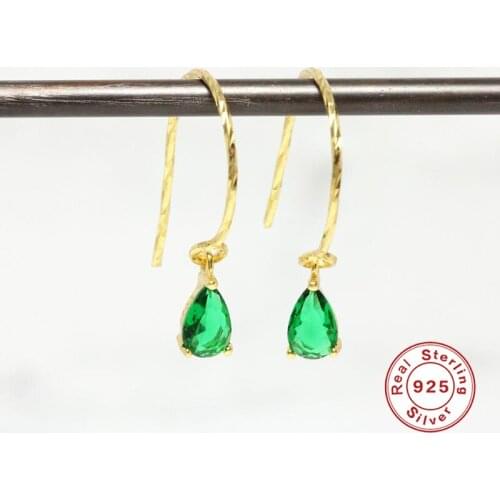 Aide Pendiente Plata S925 Silver Piercing Drop Earrings For Women Ohrringe Pendant Teardrop Green Zircon Earring Luxury Jewelry