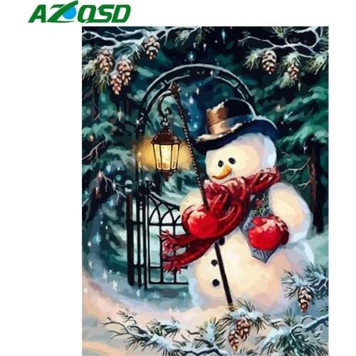AZQSD Oil Painting By Numbers Snowman Diy Paint By Numbers For Adults Winter Home Decor Art Kits Drawing Canvas 50x40cm Unframed